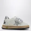 Golden Goose Junior Ball Star With Silver Glitter Star And Heel Tab In White