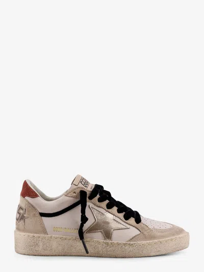 Golden Goose Ball Star Leather Upper Suede Toe And Spur Laminated Star Waxed Suede Heel Sneakers White