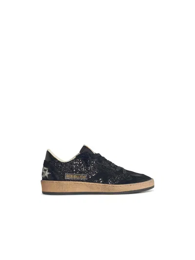 GOLDEN GOOSE GOLDEN GOOSE BALL-STAR' WOMAN IN BLACK GLITTER WITH BLACK SUEDE INSERTS WOMEN