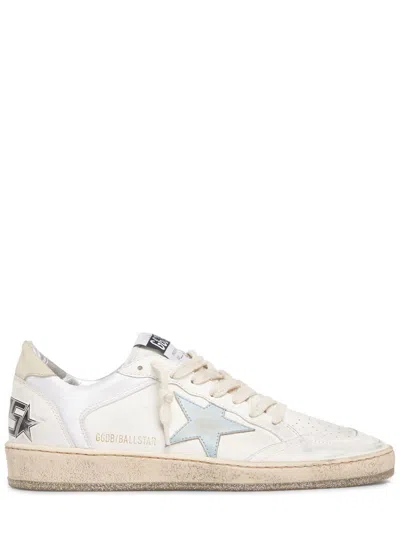 Pre-owned Golden Goose Ball Star Women's White/blue Leather Low Top Sneakers