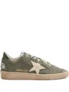 Golden Goose Ballstar Suede Upper Toe And Spur Leather Star And Heel In Green