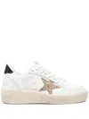 Golden Goose Women's Ball Star 2 Sneakers With Gold Glitter Star And Black Glitter Heel Tab In White