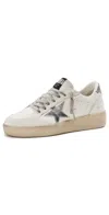 Golden Goose Ballstar 2 Leather Upper And Spur Laminated Star Glitter Heel Sneakers White/silver