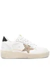 Golden Goose Women's Ball Star 2 Sneakers With Gold Glitter Star And Black Glitter Heel Tab In White