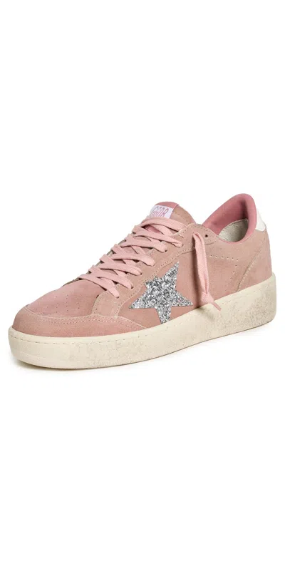 Golden Goose Ballstar 2 Suede Upper And Spur Glitter Star Leather Sneakers Pink/silver/white