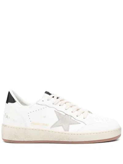 Golden Goose 'ballstar 2' White Low Top Sneakers With Star Patch On The Side And Laminated Heel In Leather Man