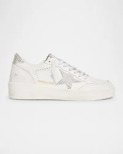 Golden Goose Ballstar Crystal Leather Low-top Sneakers In Whitesilver
