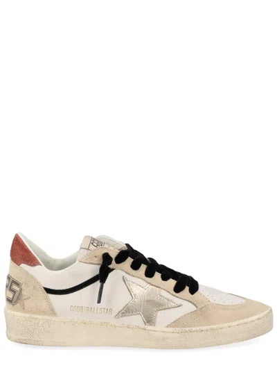 Golden Goose Ballstar Distressed Perforated Star Sneakers In Neutral