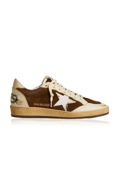 GOLDEN GOOSE BALLSTAR FLOCKED-DETAILED SUEDE SNEAKERS