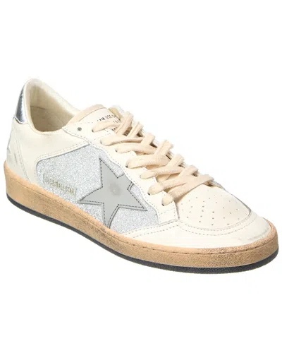 Golden Goose Ballstar Glitter & Leather Sneaker In White