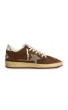Golden Goose Ballstar Glitter-embellished Suede Sneakers In Brown
