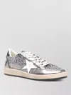 Golden Goose Ballstar Sneakers In Laminated Leather And Glitter In Gray