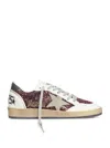 Golden Goose Ball-star Leather-trimmed Glitter Sneakers In Bordeaux White Ice Black