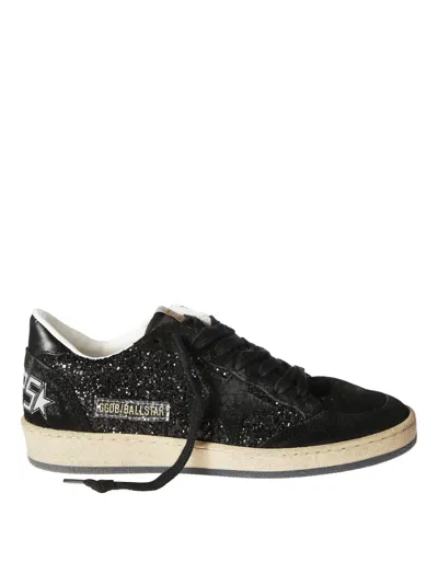 Golden Goose Ballstar Glitter Upper Nylon Sneakers In Black