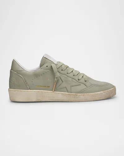 Golden Goose Ballstar Leather Glitter Low-top Sneakers In Abbey Stone