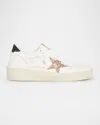 Golden Goose Ballstar Leather Glitter Low-top Sneakers In Whitegoldblack
