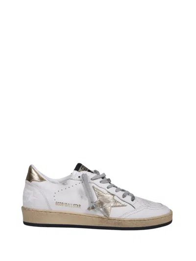 Golden Goose Ballstar Leather Sneakers In White