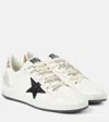 Golden Goose Ballstar Leather Upper And Toe Glitter Star And Heel Suede Spur Shoes In White/black/gold/ice