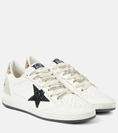 Golden Goose Ballstar Leather Sneakers In White/black/gold/ice