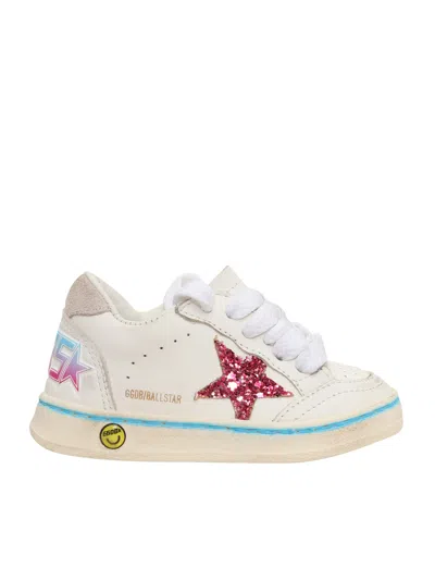 Golden Goose Ballstar Leather Upper Toe And Spur Glitter Star Suede He In White