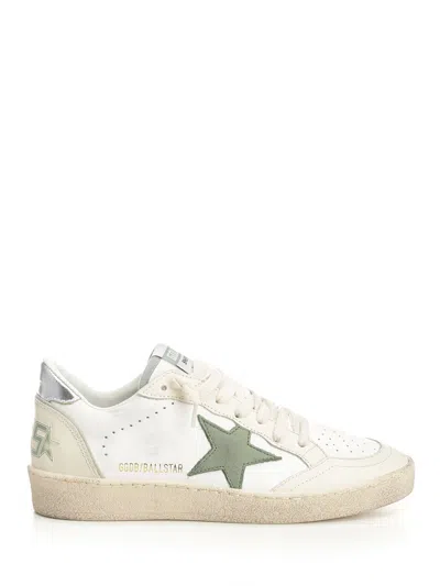 Golden Goose Ballstar Leather Upper Toe And Spur Nabuk Star Laminated Heel In White