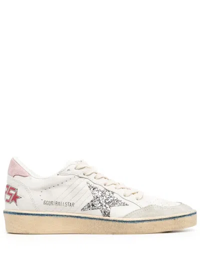 Golden Goose Ballstar Low-top Leather Sneakers In White/silver/ice/anc
