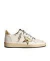 Golden Goose Ball Star Sneakers With Gold Star And Heel Tab In Nude