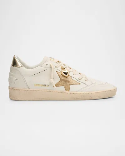 Golden Goose Ballstar Mixed Leather Charm Low-top Sneakers In Whiteplatinum