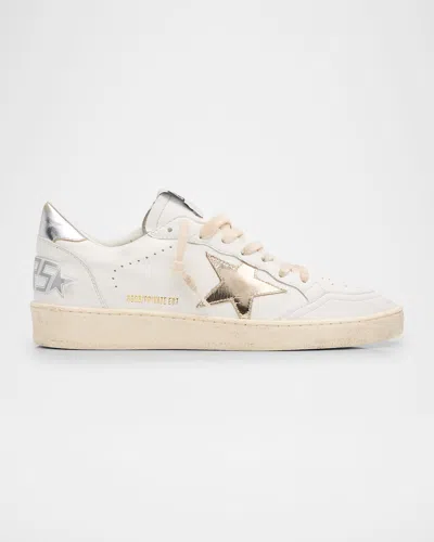 Golden Goose Ballstar Mixed Leather Low-top Sneakers In White
