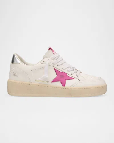 Golden Goose Ballstar Mixed Leather Low-top Sneakers In White