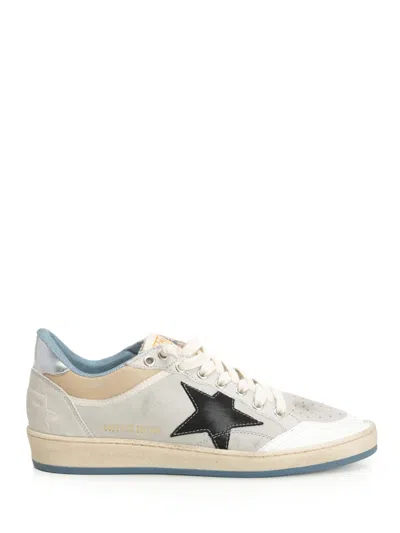 Golden Goose Ballstar Nabuk And Nylon Upper Crack Leather Toe Nylon Tongue Nabuk Star Laminated Heel Leather Spur In Gray