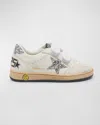 Golden Goose Girl's Ballstar Glitter Dual-grip Sneakers, Kids In White/silver
