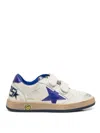 Golden Goose Ballstar Leather Strap Sneakers In White/blue