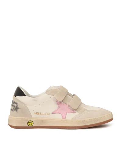 Golden Goose Ballstar Nappa Upper Suede Toe And Spur Leather Star And Heel In White