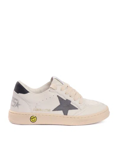 Golden Goose Kids' Ballstar Nappa Upper Toe And Spur Nabuk Star Leather Heel Sneakers In White