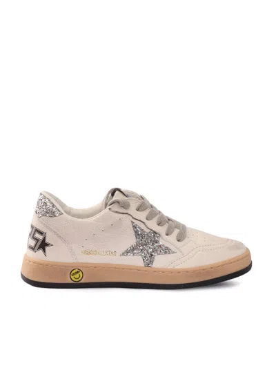 Golden Goose Sneakers Ballstar Nappa Upper Glitter Star And Heel White In Pink