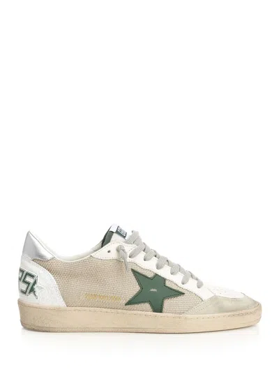 Golden Goose Ballstar Net Upper Leather Star Nylon Tongue Laminated Heel Crack Spur Sneakers Beige In Multi