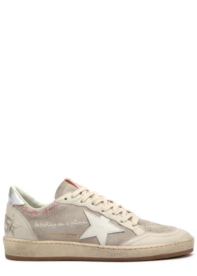 Golden Goose Ballstar Panelled Suede Sneakers In White And Pink