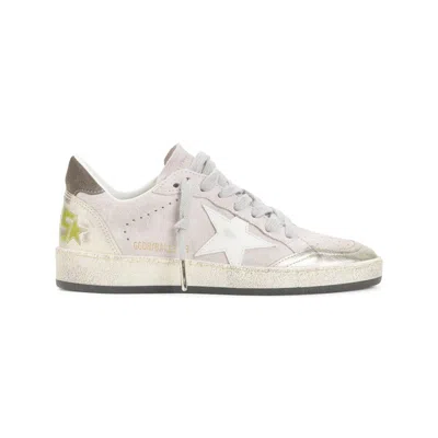 Golden Goose Ballstar Pink Cow Leather Sneakers In White