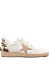 Golden Goose Ball Star Sneakers In Leather With Suede Star And Horsy Cow Printed Heel Tab Shoes In White