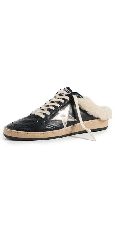 Golden Goose Ballstar Shearling Sabot Slide Sneakers In Black