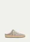 Golden Goose Ballstar Sabot Suede Glitter Slide Sneakers In Taupe/silver