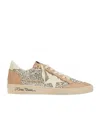 Golden Goose Womens Silver Com Ballstar 65199 Glitter-embellished Suede Low-top Trainerse