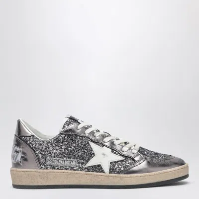 Golden Goose Deluxe Brand Women Ballstar Sneakers In Laminated Leather And Glitter In Gray