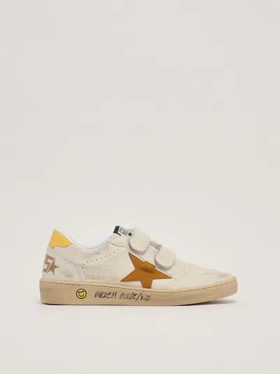 Golden Goose Kids' Ballstar Sneaker In Bianco-ocra