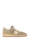 Golden Goose Light Beige Suede Sneakers With Star Detail In Pink
