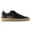 Golden Goose Sneakers Ball-star In Suede E Glitter In Black