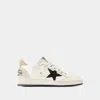 Golden Goose Ballstar Leather Upper And Toe Glitter Star And Heel Suede Spur Shoes In White
