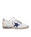 Golden Goose Ball Star Sneakers In Vintage Effect Leather With Blue Leather Star Shoes
