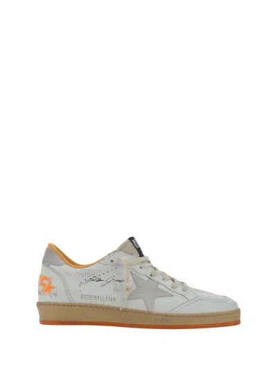 Golden Goose Ballstar Sneakers In White/beige/orange